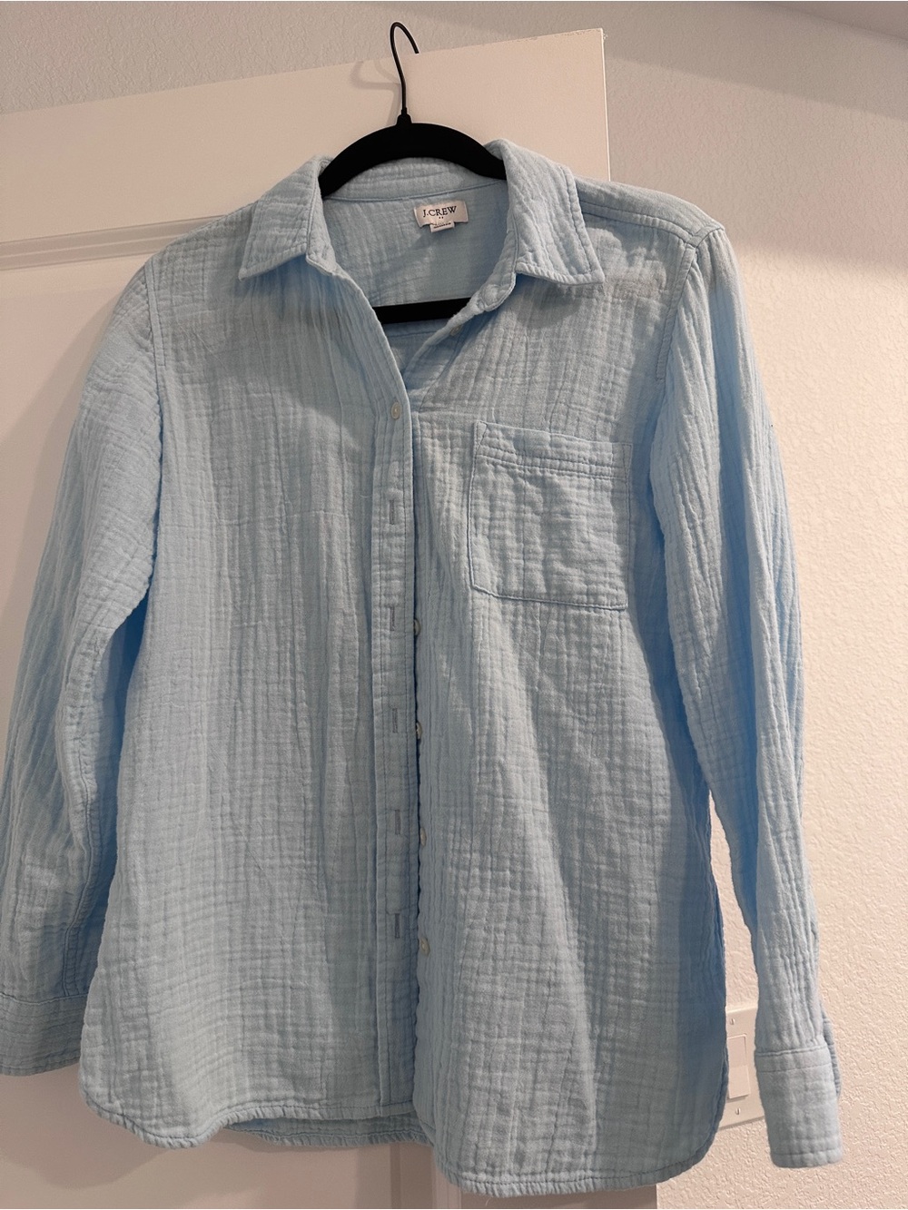 J.Crew Factory Double Gauze Button Down Shirt Light Blue - Size: Petite Small